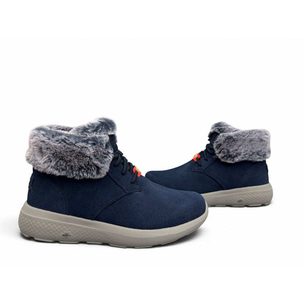 Skechers On-The-Go City 2 Winter Wishes Suede Boots Women’s 6.5 Wide Navy NIB